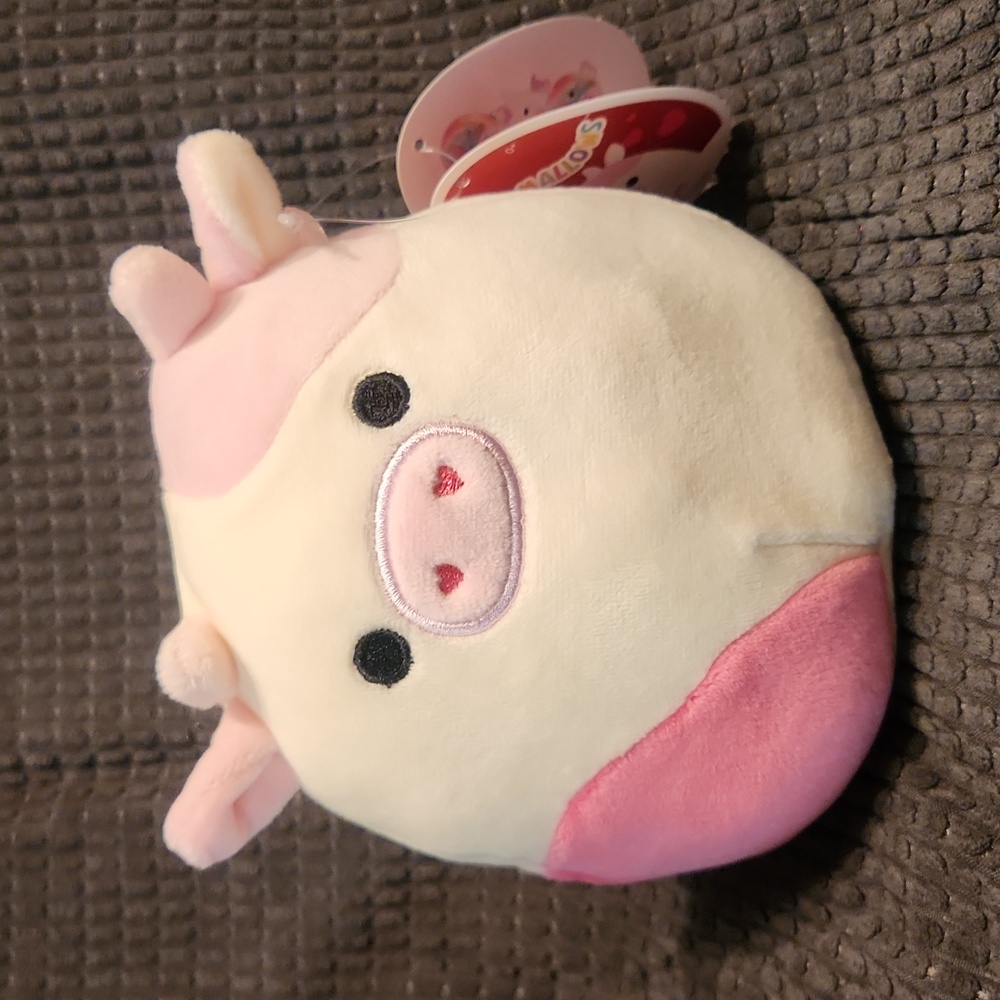 NWT Squishmallows 5" "Caedyn" Valentine's Pink/White Cow Plush